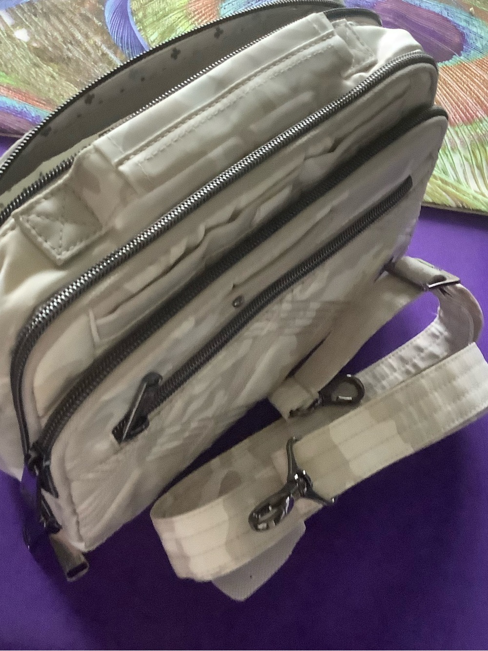 Lug Scoop New without tags. Camo SandQuilted Crossbody Bag with Adjustable Strap